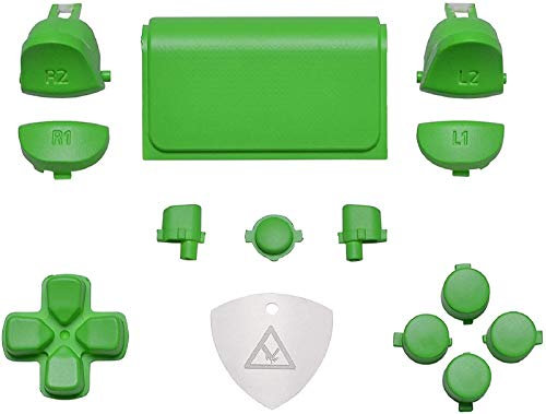 eXtremeRate Ersatz Knöpfe für ps4 Controller, Matt Finisch DIY-Tasten Set D-Pad/R1 L1 R2 L2 Triggers/Touchpad/Share/Option Buttons & Werkzeug für ps4 Pro Slim CUH-ZCT2 Controller(Grellegrün)