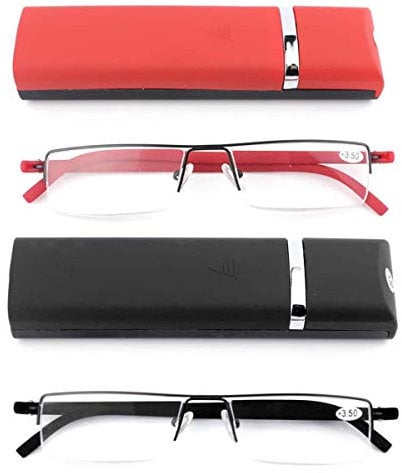 2er-pack Ultraleichte TR90 Lesebrillen Herren Damen Klassische Metall Sehhilfe Halbrandbrille Schmal Stil Brille Lesehilfe mit Etui und Brillenputztuch +1.25