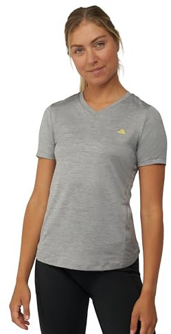 Women Workout T-Shirt, Breathable Fitness Top (Grau Mélange, XL)