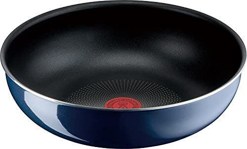 Tefal T-FAL L43719 Frying Pan with Removable Handle, 11.0 inches (28 cm), Deep Frying Pan, Non-Sticking, Notification Mark for Optimal Temperature, for Gas Fire, Ingenio Neo Royal Blue Intense Wok