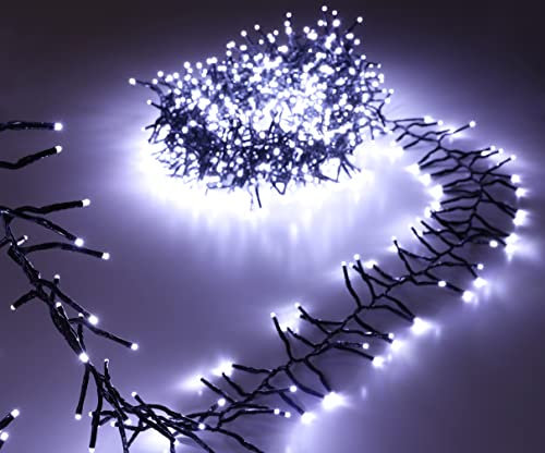 Christmas Concepts® 1000 12M/40FT White LED Cluster Lights With 8 Function Controller - Indoor/Outdoor - Energy Efficient A++ - Christmas Lights