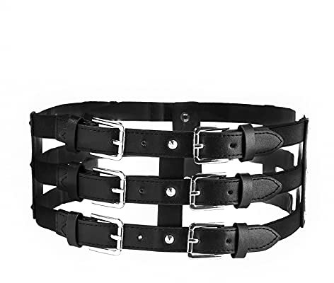 Eigso Punk Gürtel Damen Schwarz PU Leder Legierung mit Ketten und Herz und O-Ring verstellbar…