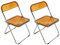 Supfine 2er Set Klappbarer Stühle Transparent Stuhlmit Rückenlehne, Stühle für Esszimmer Wohnzimmer Büro und Garten im Freien, Acrylstuhl - 46 * 46 * 77cm (Gelb)