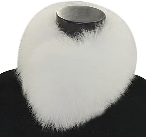 MoreChioce Damen Winter Schal Fauxpelzkragen, Luxuriöser 70cm Kunstpelz Kragen Fellimitat Fuchs Fellkragen Wärm Kunstfell Kapuze Pelzschal Flauschig Wintermantel Kapuze Edge,Weiß