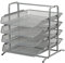 EasyPAG 4 Compartiments Métal Corbeilles à Courrier A4 Banette de Rangement Bureau Porte Revue Organisateur de Magazine Bannette Papier Range Document,Argenté