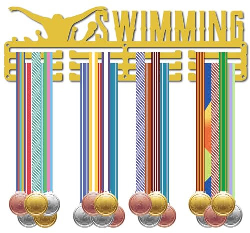 CREATCABIN Medaillenhalter Schwimmsport Medaillen Display Wandhalterung Aufhänger Medaillenhalter Racks Organizer Für Abzeichen 3 Sprosse Medaillengewinner Schwimmgymnastik Über 60 Medaillen