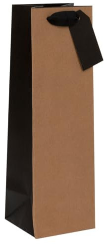 Glick Luxury , Bottle Bag, Celebration , Kraft , Gift Wrap Bottle Bag, 110 x 340 x 100mm, Brown & Black