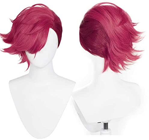 Dagua Cosplay Perücke,Arcane Vi Cosplay Perücke,Short Red Perücke,Mit Kostenloser Perückenkappe,Halloween Kostüm Perücke,für Party Karneval Weihnachten