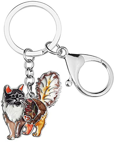 DALANE Alliage d'émail Doux Porte-clés Chat Chaton Voiture Porte-clés Animaux Bijoux Chat Cadeaux pour Femmes Filles (Marron)