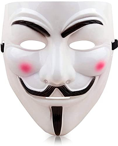 Anonymous Maske Weiß für Kinder und Erwachsene | V für Vendetta Maske | Anonymous Hacker Maske | Premium Qualität | Hartplastik | Partyzubehör | Cosplay | Halloween | OriginalCup®