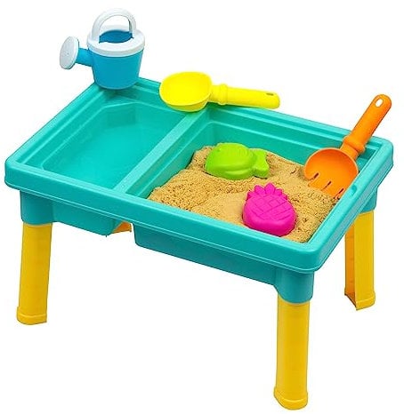Playgro Sand Wassertisch Outdoor Spielzeug – Kleinkind Aktivitätstisch Sandkasten Spielzeug Sensorischer Tisch Sommerspielzeug Strandspieltisch 5-teiliges Zubehör für Baby Kinder Mädchen Jungen