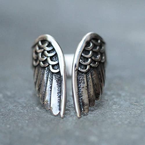 YAHOYA Vintage Angel Wings Legierung Herren Ring Klassischer Schmuck Zubehör Größe veränderbar