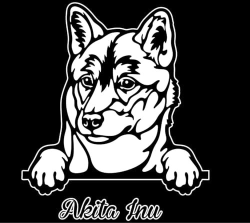 Autoaufkleber/Sticker/für Innen und Außen 28 cm weiß Hund Akita Inu 03