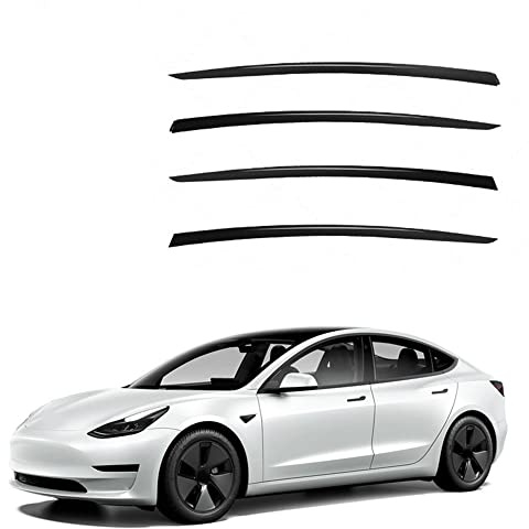 REDOVO 4 Stück Auto Windabweiser Deflektor für Tesla Model 3 MK1 2017-2023 Autofenster Regenschutz Deflektoren Dekoration AutoZubehöR