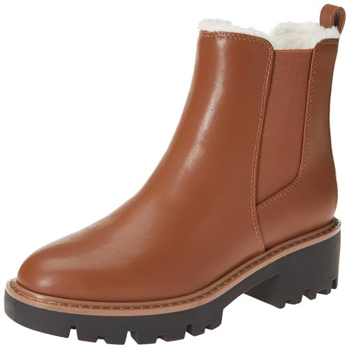 The Drop Damen Campbell Sherpa Chelsea Boot, Cognac, 39 EU