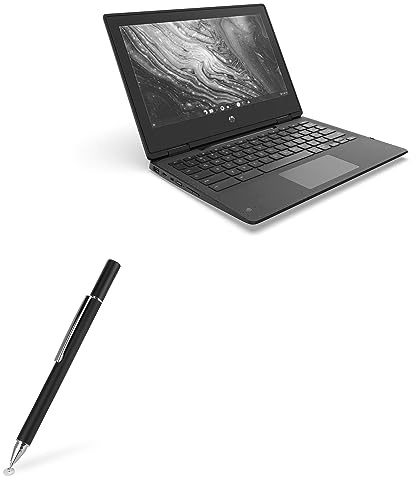 BoxWave Stylus Pen Compatible With HP Chromebook x360 11 G4 EE - FineTouch Capacitive Stylus, Super Precise Stylus Pen - Jet Black