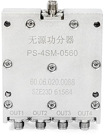 TOJOIN Passive Power Splitter 4 Way for SMA Connectors, Coaxial Cable Splitter 0.5-6GHz for RF/Microwave Measurements Accessories, Antenna System Corrosion Resistant (PS-4SM-0560)
