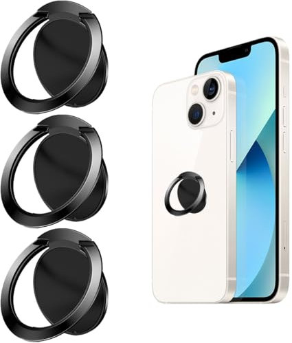 ZKSXOA 3 Stücke Handy Ring Halterung, 360 Grad Drehung Ultradünner Ring Ständer, Handyhalterung Finger für Smartphone, Magnetische Autohalterung