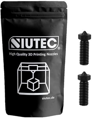 SIUTEC® Premium Volcano Düse Nozzle 0.6 mm Gehärteter Stahl/hardened steel – 2 Stück für 1,75 mm Filament | Sidewinder X1/X2, Genius Pro, Vyper, Kobra Max, Super Racer, V400, Little Monster