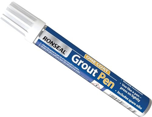 AMK® Ronseal One Coat Tile Grout Pen 7ml Brilliant White Whitener Bathroom Kitchen Reviver Mould Touch Up Paint, 138819