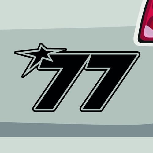 Stickerfreaks Startnummer 77 Aufkleber Rennnummer Sticker Skin Decal Auto Bike Decal Vinyl Aufkleber Größe: 20x11cm (L) | Farbe: 10-weiß | Rennnummer Sticker Kleber Deko Tuning Startnummer