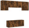 vidaXL Wohnwand 6-TLG., Schrankwand mit viel Stauraum, Wandmontage Anbauwand Fernsehschrank, Wohnzimmer Set Schrank Wandschrank, Räuchereiche Holzwerkstoff