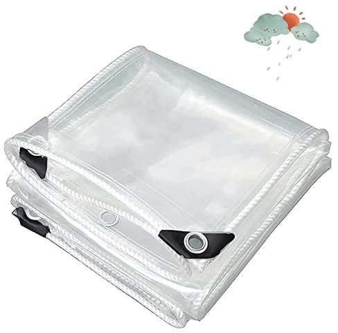 ASHILD Plane, robust, wasserdicht, 4 x 7 m, Plane aus PVC, transparent, Poly, klar, alterungsbeständige Isolierung, weich, durchsichtig, Markisenüberdachung, Terrassenüberdachung (A 4 x 7 m)
