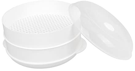 VINTORKY vaporera para microondas vaporera de mariscos Verduras Olla de Vapor Horno de microondas al Vapor de Alimentos de Doble Capa calefacción Buque de Vapor Herramienta