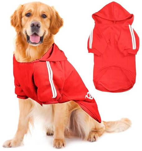 Voarge Manteau à Capuche Chaud pour Chien, Vêtements d'Hiver, Sweat Avec Boutons, Pull de Grande Taille (Rouge, 7XL)