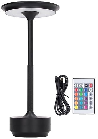 Serlium LED-Tischlampe, Wiederaufladbar, 16 Farben, Metall, RGB-Schreibtischleuchte Mit Fernbedienung Für Wohnzimmer, Büro(Schwarz)