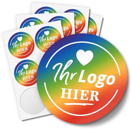 120 Logo Aufkleber rund PERSONALISIERT selbst gestaltet Etiketten für Firma Unternehmen Selbstständig Bild Foto Fotoaufkleber DIY Band Firmenlogo Eigentum 4cm Sticker