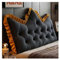 Yahbrra Headboard with Large Back Cushion and Comfortable Reading Backrest, 2 in 1 Backrest and Head Cushion for Bed, Couch, Wall and Day Bed (Crystal Velvet-Black, 150 * 60cm)