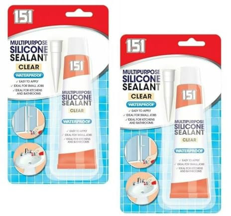 Gems | Clear Waterproof Silicone Sealant | Silicone Sealant Clear | Multipurpose Silicone Sealant | Indoor | Outdoor | Bathroom Kitchen Shower Windows Doors Silicone Sealant x 2 70g Tubes