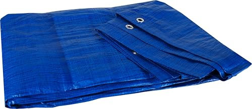Schmith - Telone di protezione in tessuto, 4 x 8 m, colore: blu, 65 g, telone multifunzione rinforzato con occhielli in alluminio, mobili da giardino, materiali, costruzione, protezione