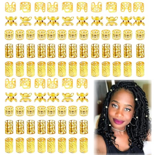 SULIUDAJI Bijoux Cheveux Tresse Pinces À Cheveux Dorées - 100 Pcs - Accessoires Pour Tresses, Dreadlocks - Hommes, Femmes, Filles, Garçons
