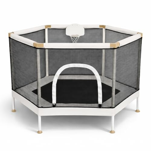 Square House 60 Premium Aesthetic Toddler Trampoline with 360° Safety Enclosure Anti-Rollover Base Heavy-Duty No-Gap Indoor Outdoor Trampoline for Kids, Boys and Girls ASTM Certified 220lb Capacity