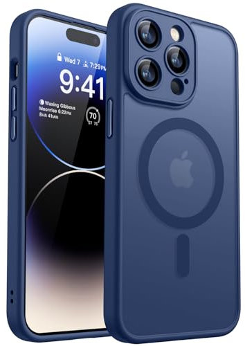 CANSHN 2024 Neu für iPhone 14 Pro Hülle mit Kameraschutz für Magsafe (TOP Militärschutz & Magnetkraft) Extrem Haltbarkeit Hülle iPhone 14 Pro Case Stoßfest, Dunkelblau