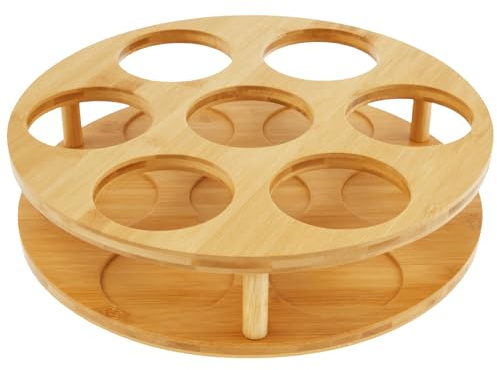 Foppla Organisateur de sirop de café rotatif en bois - Support à 7 emplacements pour bouteille de sirop - Multifonction - Porte-bouteille de sirop pratique - Support pour sirop - Pour sirop, alcool,