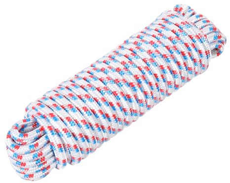 Rebower 3/8 49ft Diamond Braided Ropes White Nylon Rope Polypropylene Flag Pole Cord Utility String,[for Camping and Hiking, Indoor and Outdoor Use]