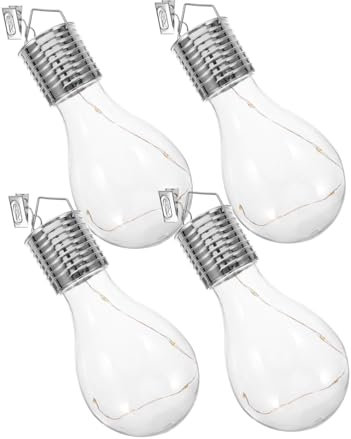 IWOWHERO Led Solar Bulbs Chandelier 4pcs Wire Light Bulb Clip-on Design Outdoor Garden Decor Warm White