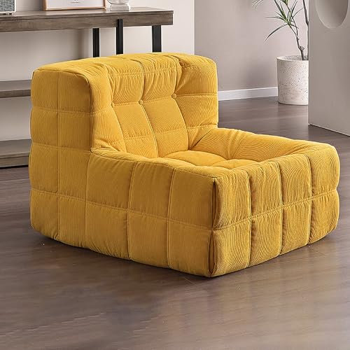 Kaminsessel, Lazy Floor Sofa, Wohnzimmer-Sofas, Tatami-Sofa, Eck-Relaxsofa für Wohnzimmer, Schlafzimmer, Salon, Büro,Gelb