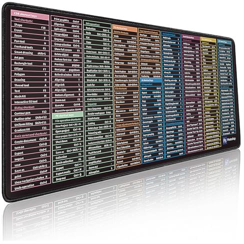 Excel Shortcuts Mouse Mat – 80x30cm Large Excel Mouse Pad Shortcuts Keyboard Mat, Non-slip Keyboard Desk Mat for Laptop, Macbook, Pc, Office, Home – Clear Printing Shortcuts Mouse Mat