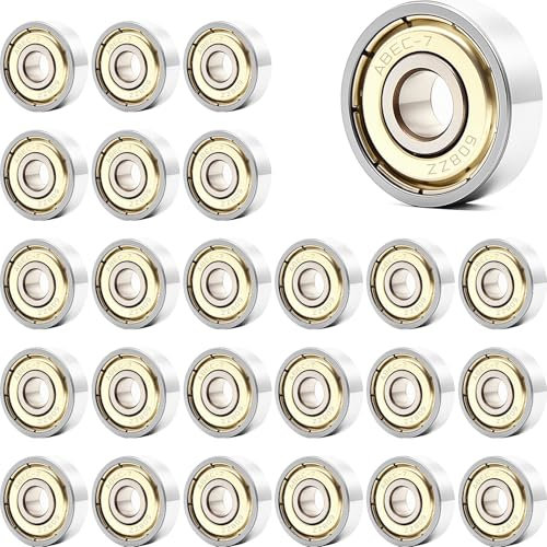 Jyvex 24 Stück 608 Kugellager, 608ZZ Kugellager 8x22x7mm Metall Double Shielded Miniatur Rillenkugellager, Lager für Skateboards, Inline Skates, Roller