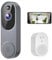 SHARKPOP 1080p Smart Wireless Video Doorbell Camera, AI Human Detection, 2.4G WiFi, Night Vision, Cloud Storage, 2-Way Audio, Live View, Battery Powered, Doorbell Receiver Included, (Gray)