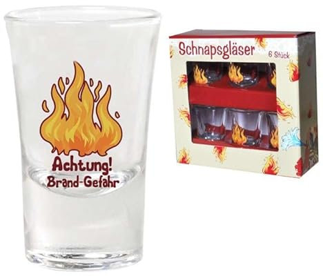 Udo Schmidt Schnapsgläser Gläser für den Feuerwehrmann - Geschenke Feuerwehr, 1Set mit 6 Gläser