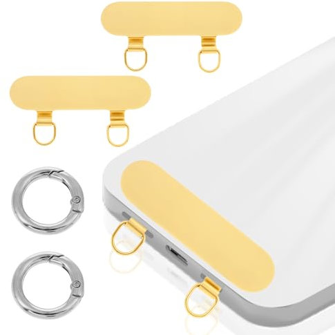 2 Stück Metall Telefon Haltelasche Verbesserter Telefon Tether Tab mit Doppelschnalle Handy-Lanyard-Patch Universeller Telefon Lanyard Patch mit 2 Stück Federringen Handyhüllen Gurtverbinder