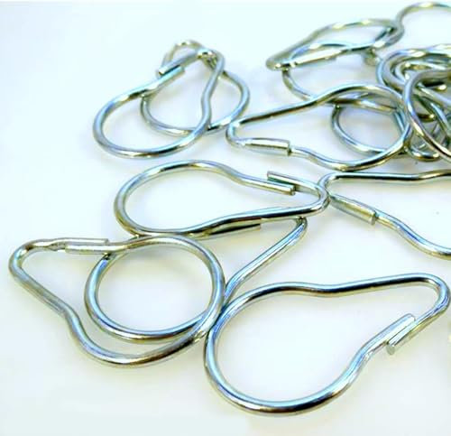 Byour3 - Set 50 Ganci per Tende Gazebo ANTIRUGGINE con Anelli a Caduta Ganci Acciaio per Telo Bianco Trasparente occhiellato retinato Anelli Acciaio Inox Tenda Doccia (Moschettoni x Tubo)