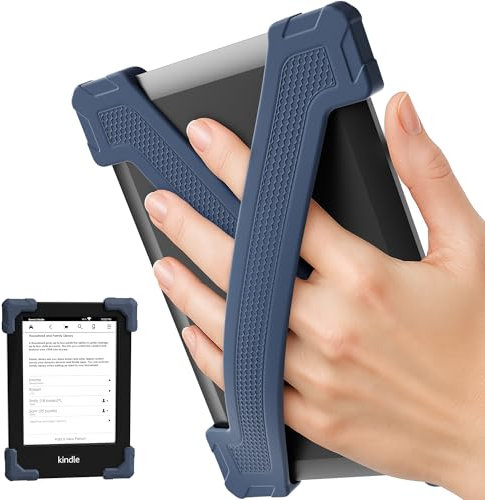 ELETIUO Hand Strap for 6 Kindle/Kobo/Kindle/E-Readers -Paperwhite 7-10 Gen,2 Pack Ergonomic Silicone Finger Grip,Secure One-Handed Holder for Comfortable Reading Accessories,Medium-Dark Blue