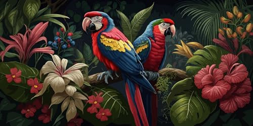 Papier peint panoramique - Perroquets - Largeur 390 cm x Hauteur 195 cm