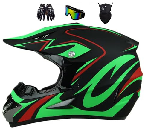 Motorradhelm Kinder, Fullface Downhill Motocross Helm, Jugend Crosshelm Helm Motorrad MTB Enduro Quad, Für Mountainbike MTB ATV Bergbuggy Sport Schutz, Mit Handschuhe Maske Brille
